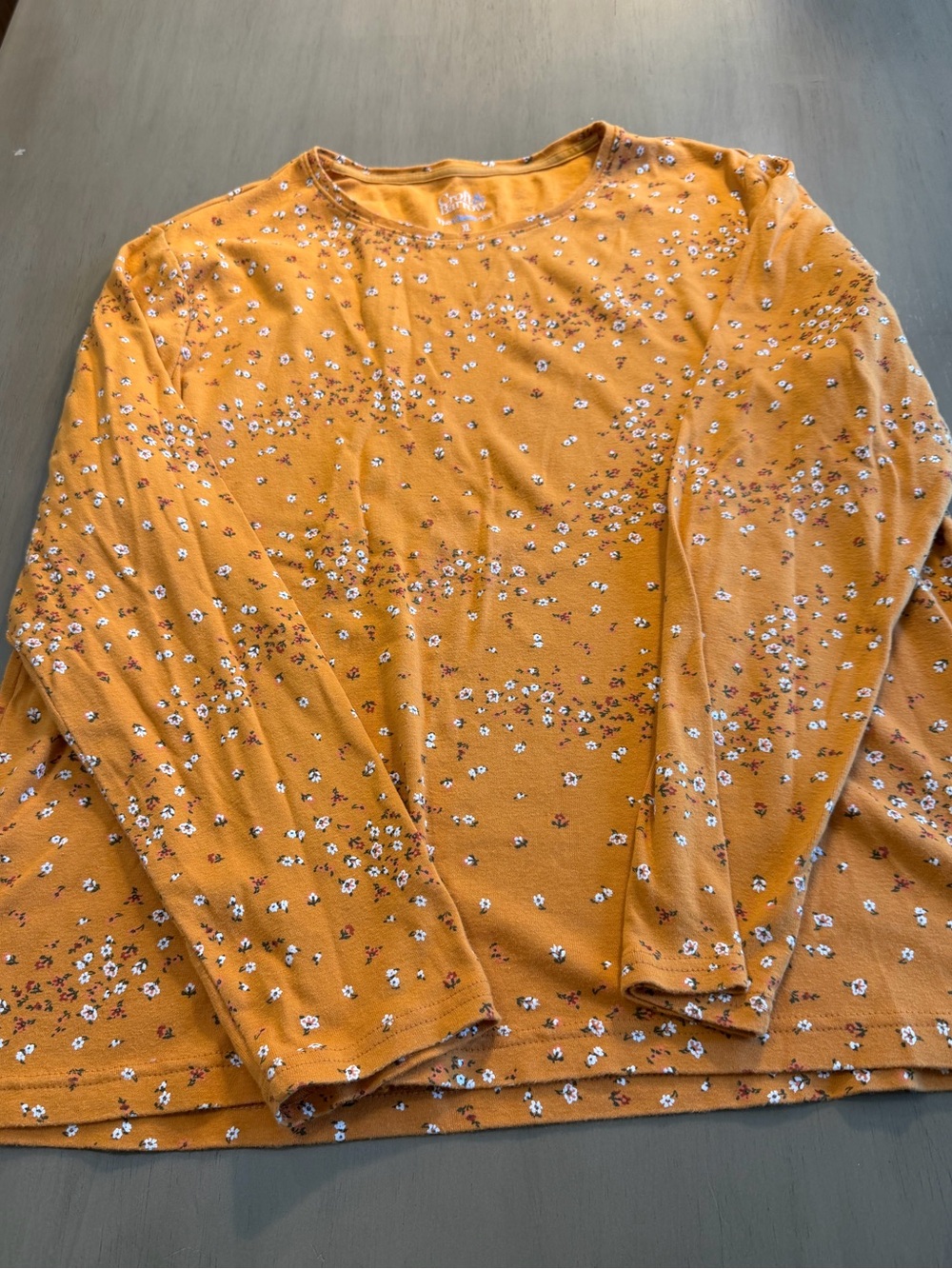 croft & barrow Mustard Floral Long-Sleeve Tee